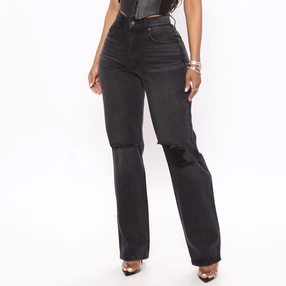Fashion Nova Simply Straight Leg Jeans - Black
